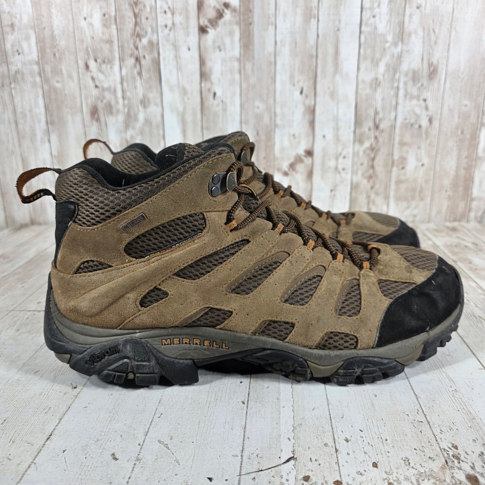 Merrell Moab Mid Waterproof Hiking Boots Mens 13 Brown Earth Vibram J88623W